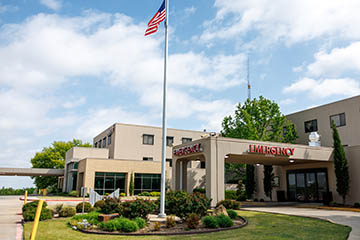 The front of the Mercy Hospital building in Ada, Oklahoma.