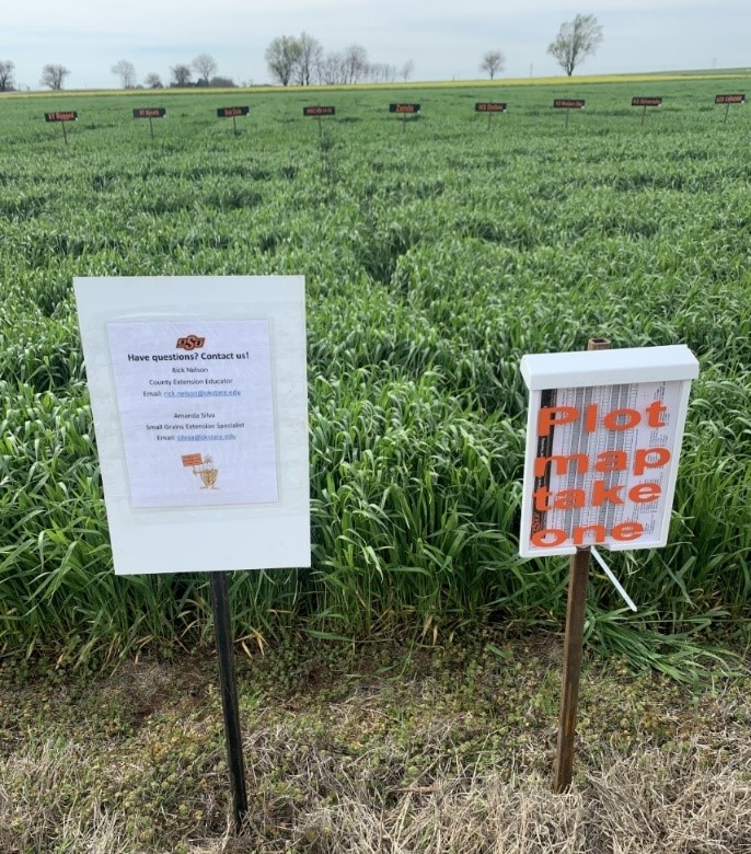 A field with two signs.